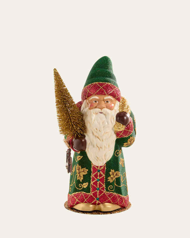 Green Beaded Santa Figurine
